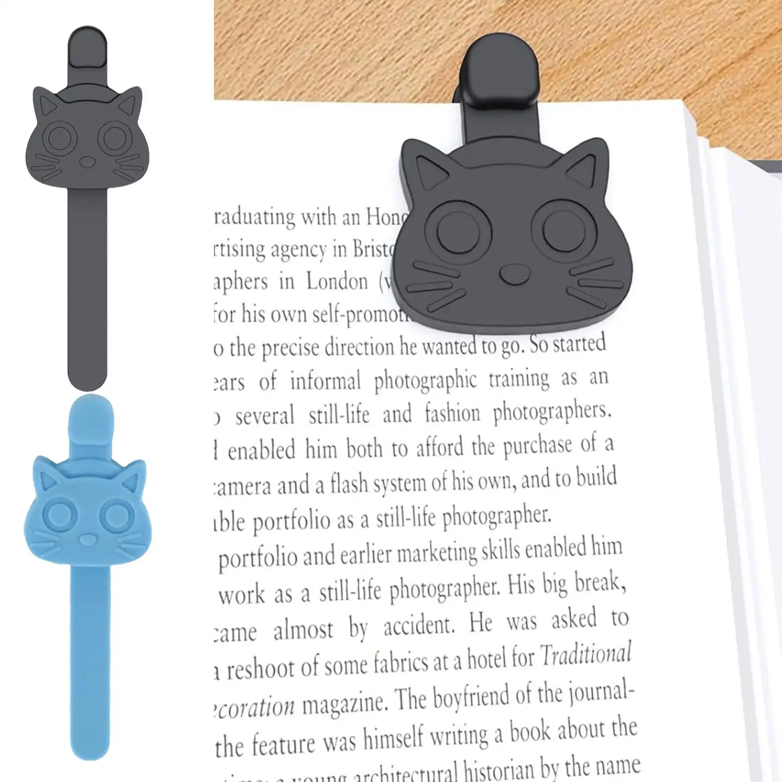 고양이 책갈피 자석 실리콘 홀더 도구 청소년을위한 동물 책갈피 교사 독서 애호가 소설 만화 요리책 문서