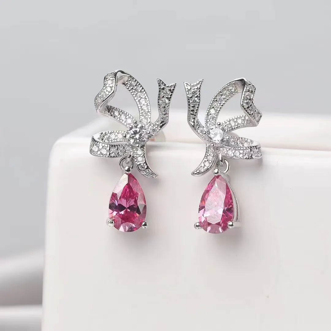 S925 Silver Gold Plated Earrings Total Color 1CT Moissanite Stud Earrings Luxury Delicate Trend Fine Jewelry Gift for Women