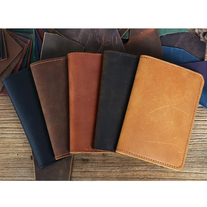 Genuine Leather Passport Cover Men Wallet ID Credit Card Case Vintage Male Passport Holder