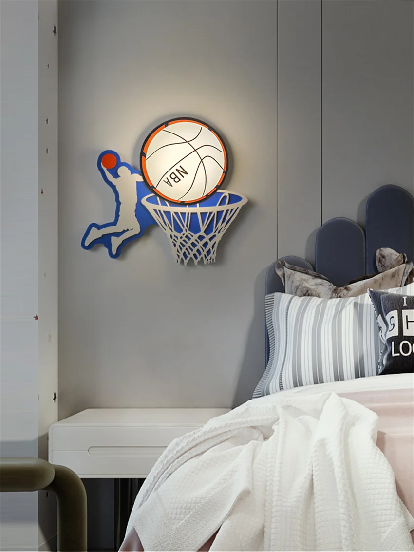 Basketball acrylic decoration LED wall lamps children's room bedside lamp bedroom cartoon aisle wall sconces light fixtures