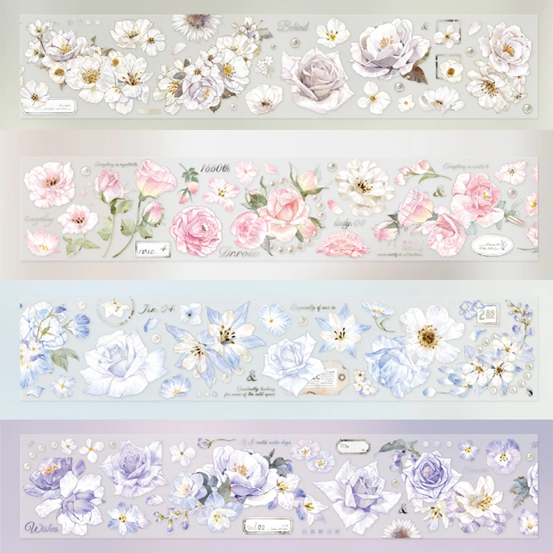 4Style 1Roll/bag PET special oil tape floral theme for DIY handbook notebook photo frame scrapbook label decoration