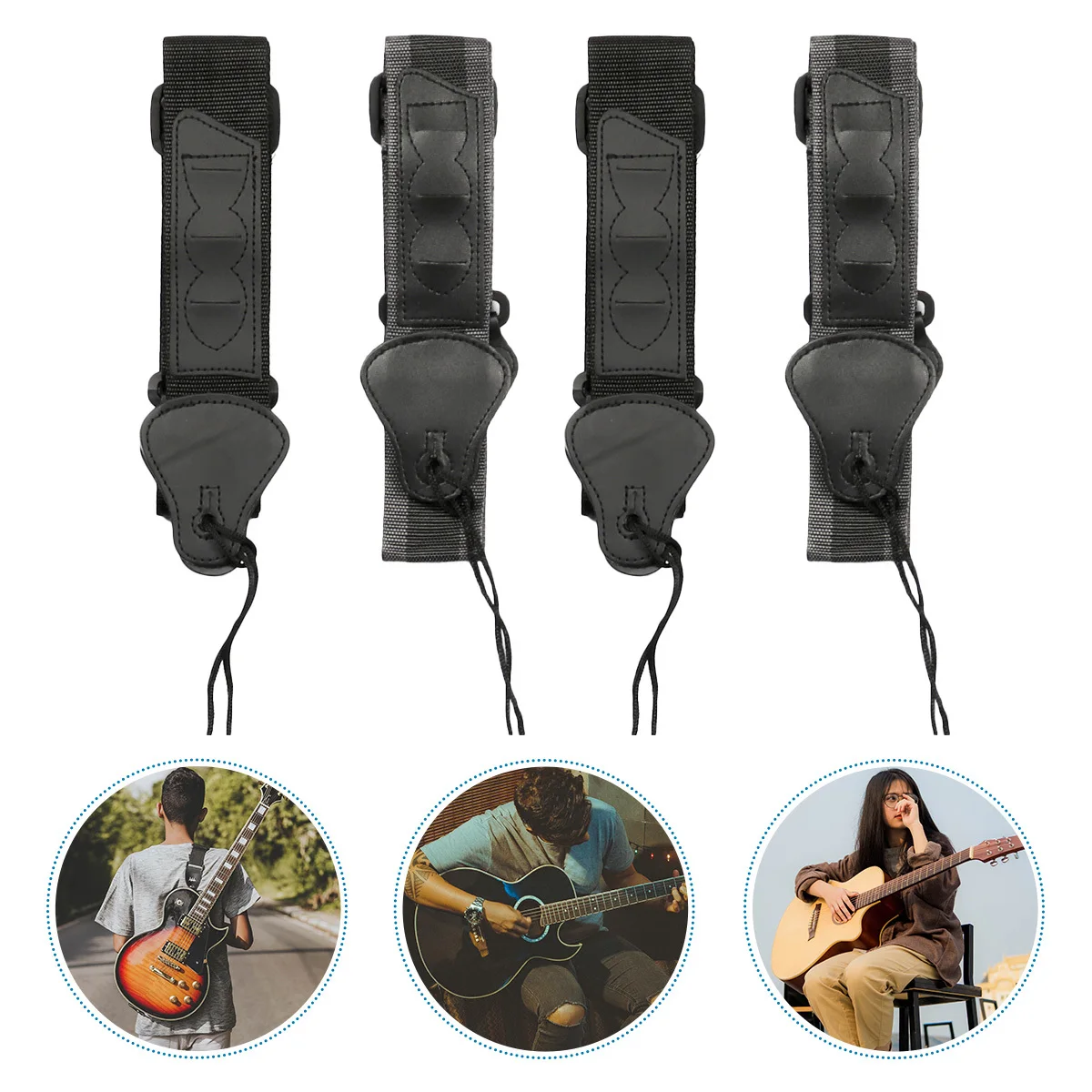 

4Pcs Guitar Shoulder Strap Adjustable Wide Comfortable Belt for Bass Electric Acoustic Instrument Lightweight Portable Stylish