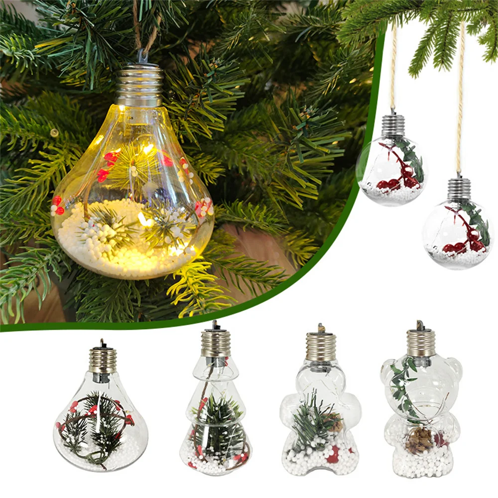 Christmas Tree Shape LED Bulb Decorative Refillable Hanging Light Xmas Ornaments Home Party Wedding New Year'S Decor Night Lamp