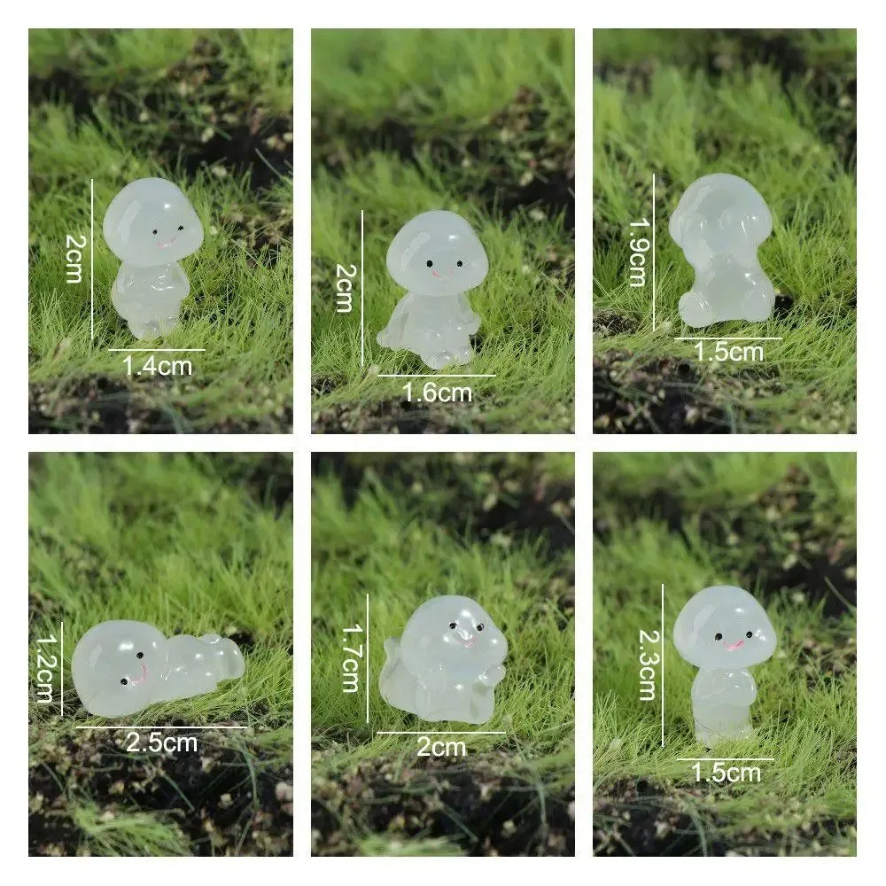 6 قطعة التماثيل الكرتون مضيئة الناس الصغيرة توهج في الظلام لطيف الناس التماثيل المنمنمات الراتنج الحرف DIY بها بنفسك تمثال الرجل الصغير