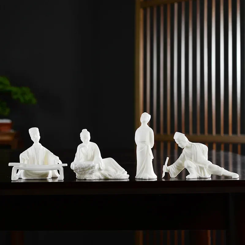 Micro landscape ornaments landscaping Zen historical figures ceramic piano chess painting potted bonsai gardening accessories