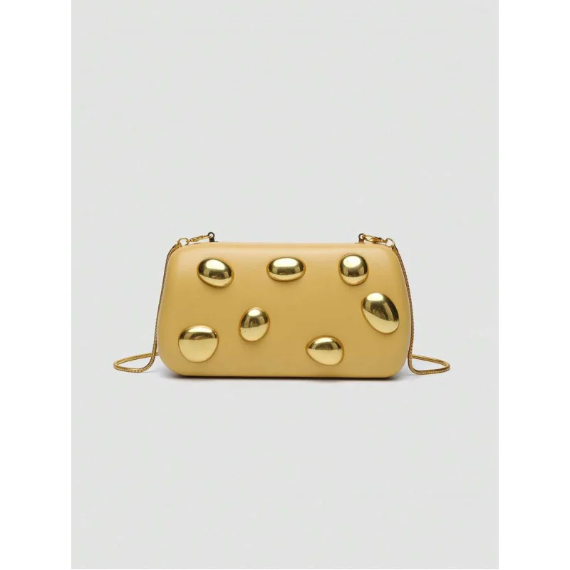 

1pc PU New Women's Evening , Metal Sticker Decor Fashion Clutch Purse, Shoulder & Crossbody Bag, Ideal For Valentine's Day, C