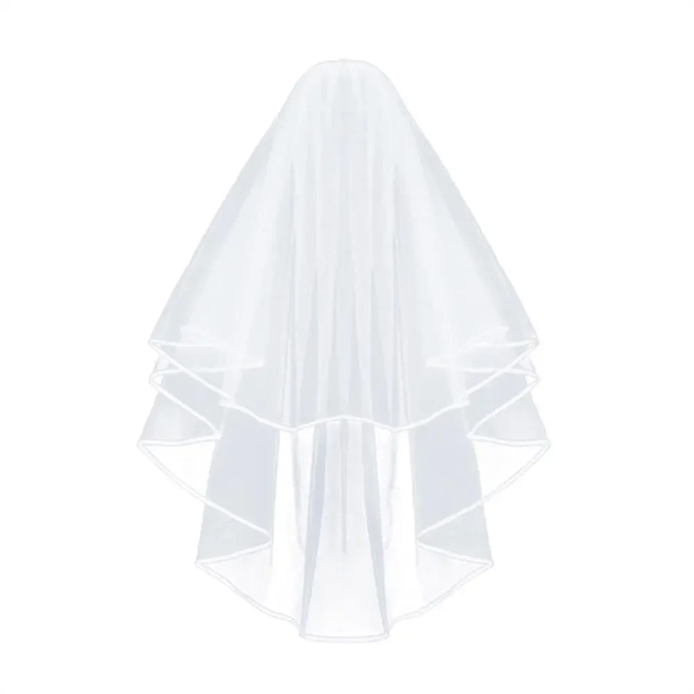 Voile de mariée court et Simple pour femmes, Tulle blanc ivoire avec peigne, pour douche de mariée, enterrement de vie de jeune fille