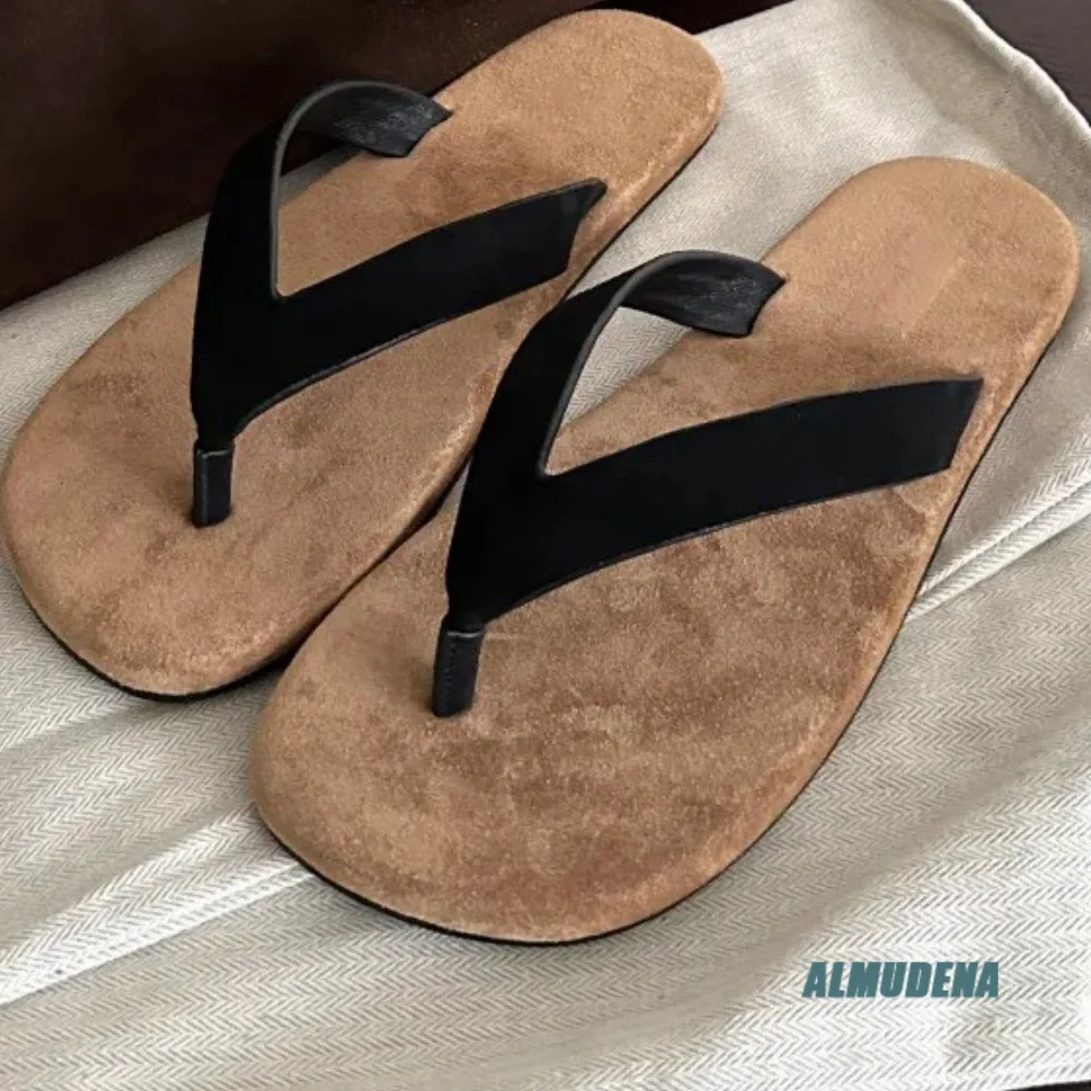 Minimalist Flip-Flops Flat Sole Non-Slip Thong Sandals Trendy Simple Style Summer Beach Outdoor Daily Casual Slippers for Men