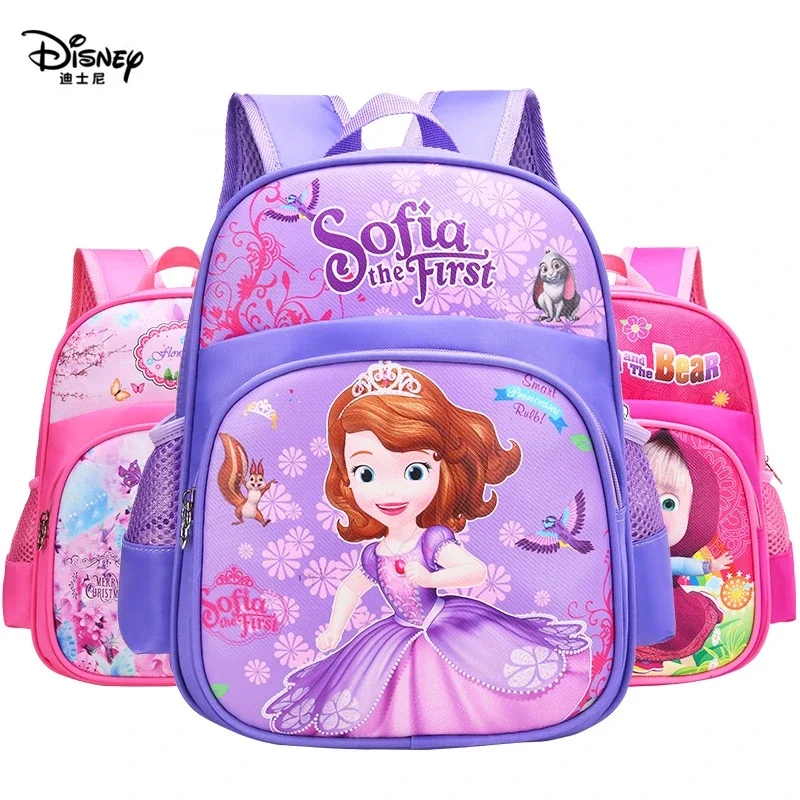 Disney cartoon backpack Frozen Elsa and Anna girls cute primary bag for school burden reduction kindergarten guardian backpack