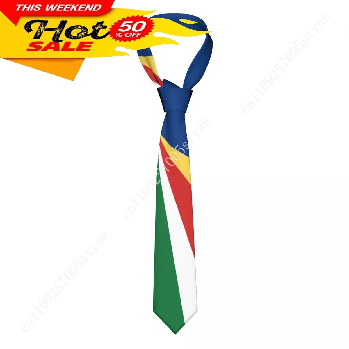 Seychelles Flag Tie Emblem Necktie Men Women Neck Ties Casual Plaid Tie Suits Slim Wedding Party Business Necktie Gravatas