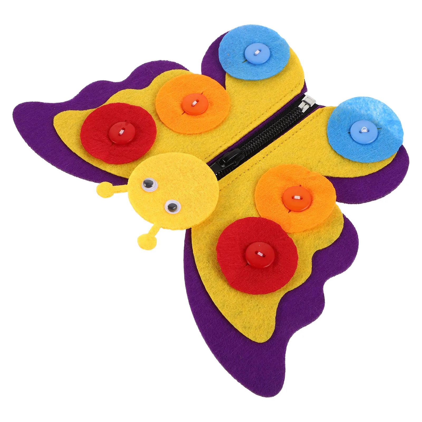 Placa de botão borboleta infantil, faça você mesmo, não tecido, aprendizagem interativa, habilidades com zíper, artesanato sensorial, prática educacional montessori