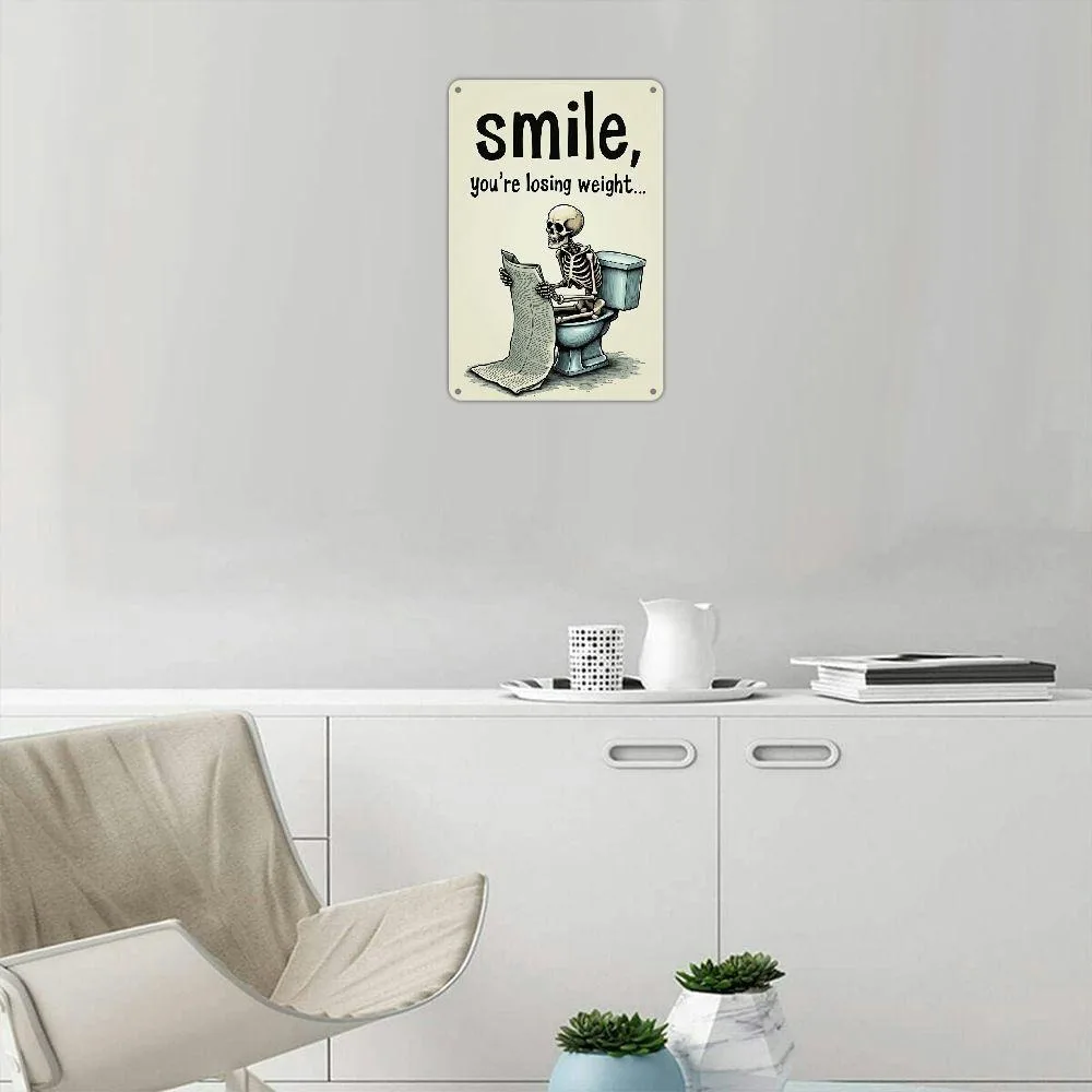 Smile, You're Losing Weight..Vintage Tin Signs Wall Decor for Home Bedroom Bar Country Garden Bathroom Decor Gifts 16x12inch