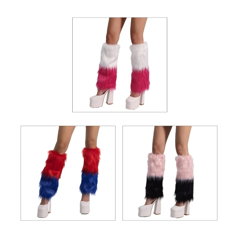 

Women Furs Leg Warmer Winter Furry Long Boot Cuffs Fuzzy Shoe Cover Party Costume for Holiday Festival Performances Play