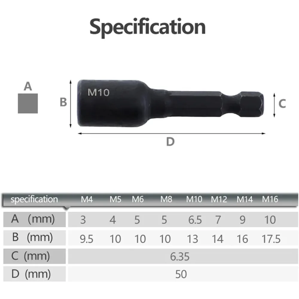 8/7/6pcs Tap Die Socket Adapter M4 M5 M6 M8 M10 M12 1/4" Hex Shank Machine Screw Metric Plug Threading Tool for Electric Drill image 5