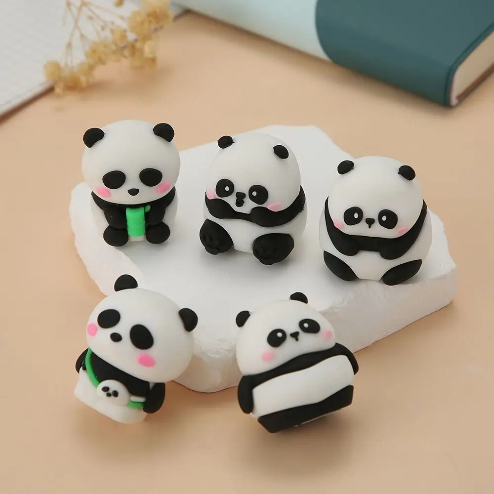 4PCS Creative Cute Panda Pencil Sharpener Kawaii Single Hole Panda Pencil Cutter Cartoon Pencil Cutting Tools Student