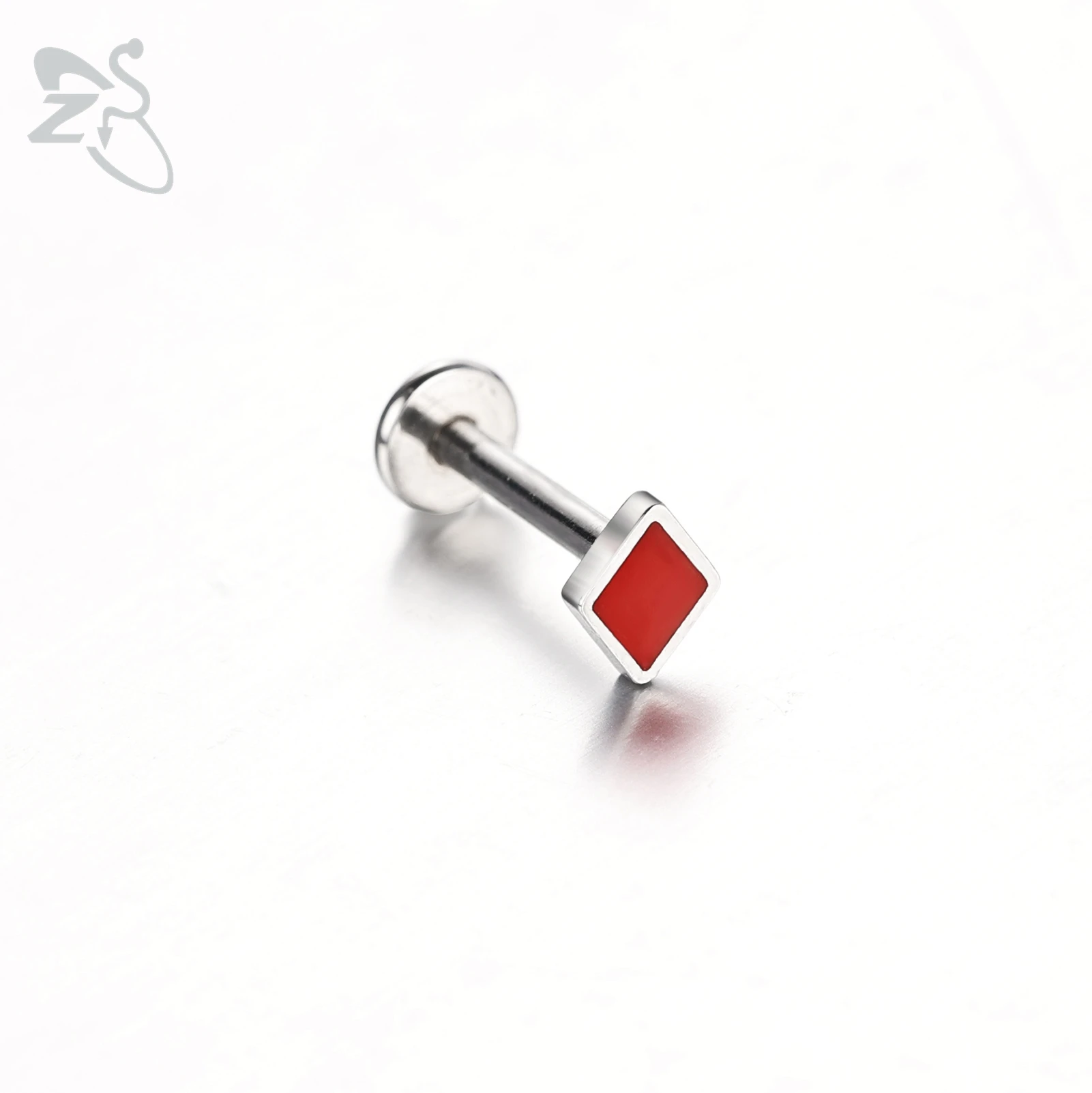 ZS 1 조각 16G 스테인레스 스틸 Labret 립 피어싱 스페이드 하트 다이아몬드 클럽 모양 귀 연골 Tragus 헬릭스 피어싱 6MM/8MM