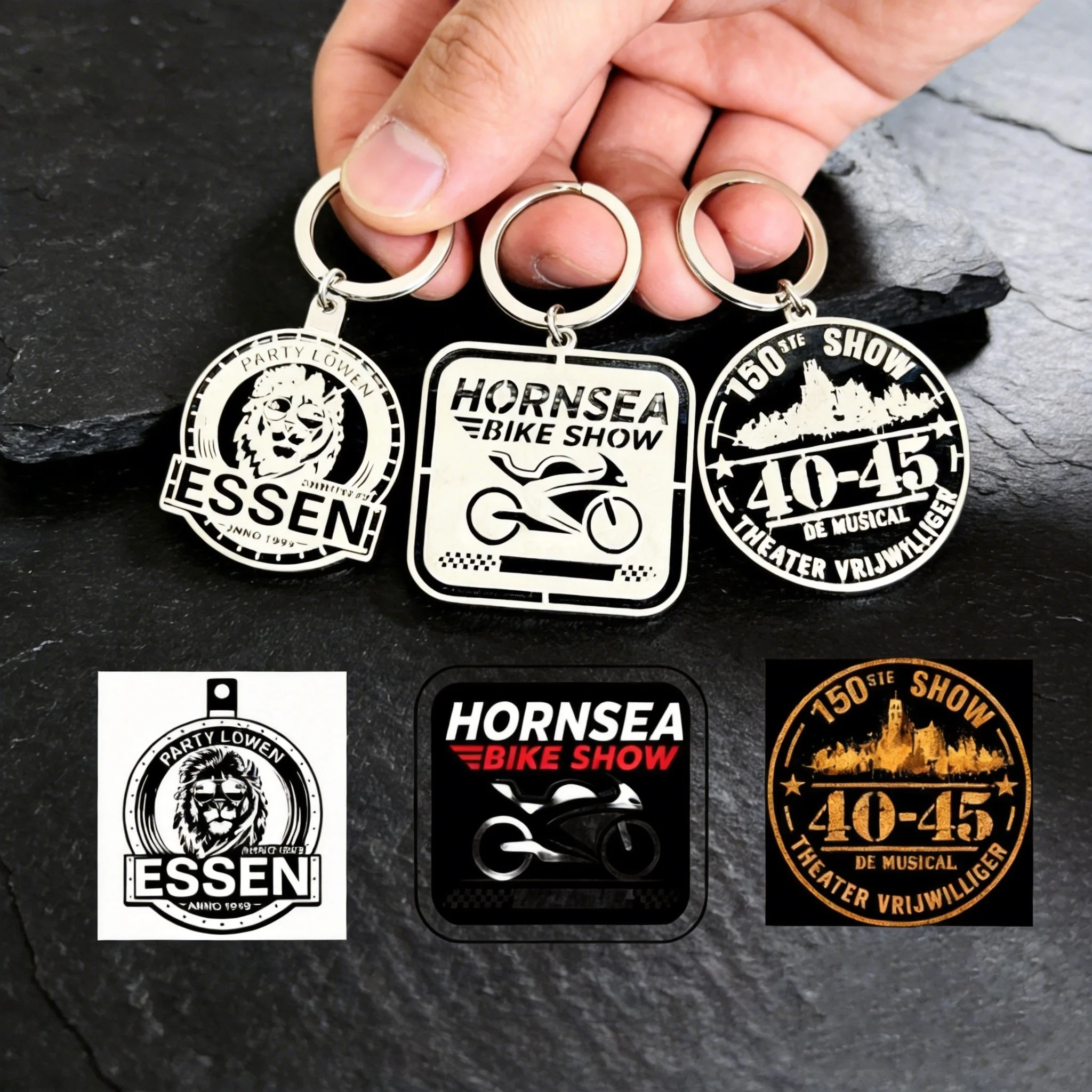 Customized Company Logo Keychain Club Logo Picture Keyring Personalized Stainless Steel  Company Logo Commemorative Gift