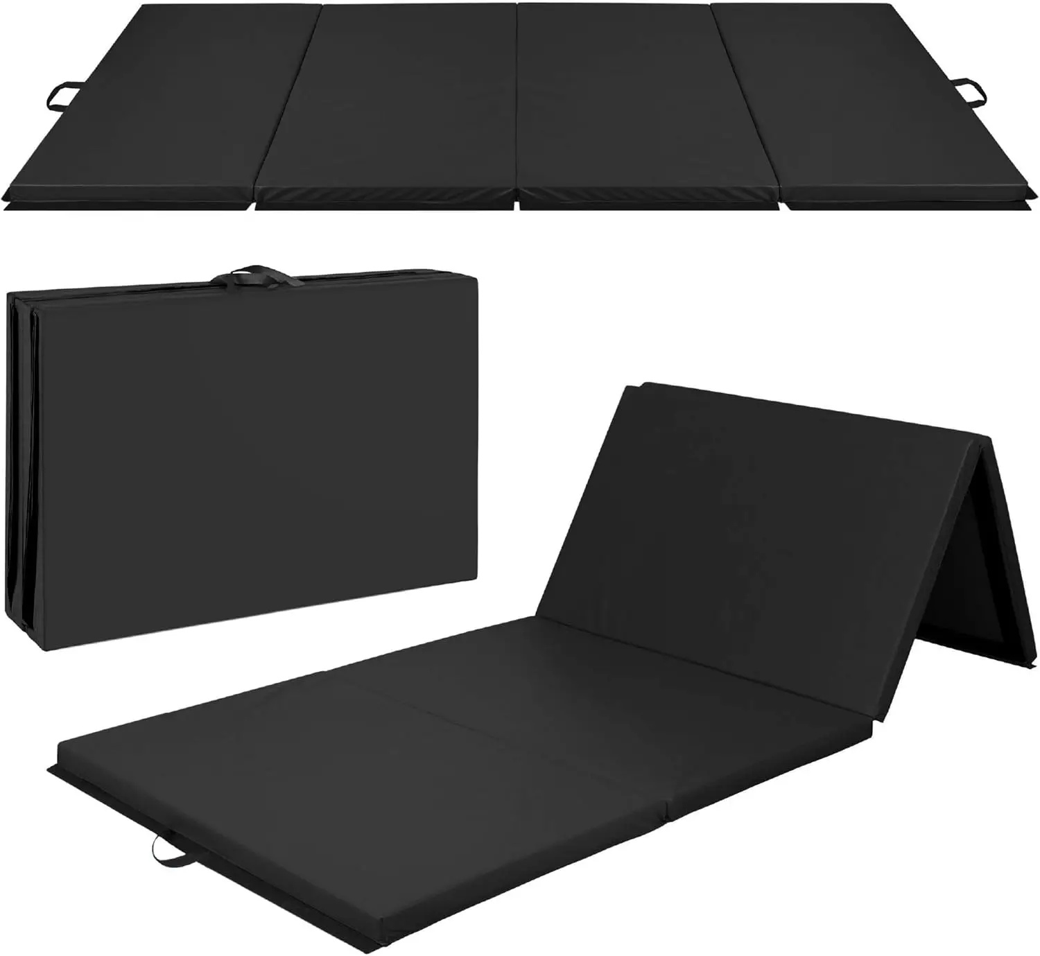 10ftx4ftx2in Folding Gym Mat 4-Panel Exercise Gymnastics Aerobics Workout Fitness Floor Mats w/Carrying