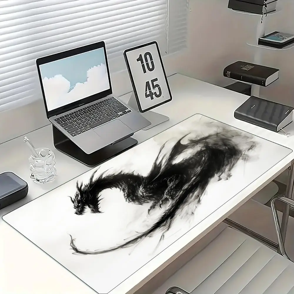 

Ink Dark Dragon Illustration Mouse Pad Large Rubber Anti-slip Desk Accessories Mousepad for Office and Gamer Keyboard Decor Mat