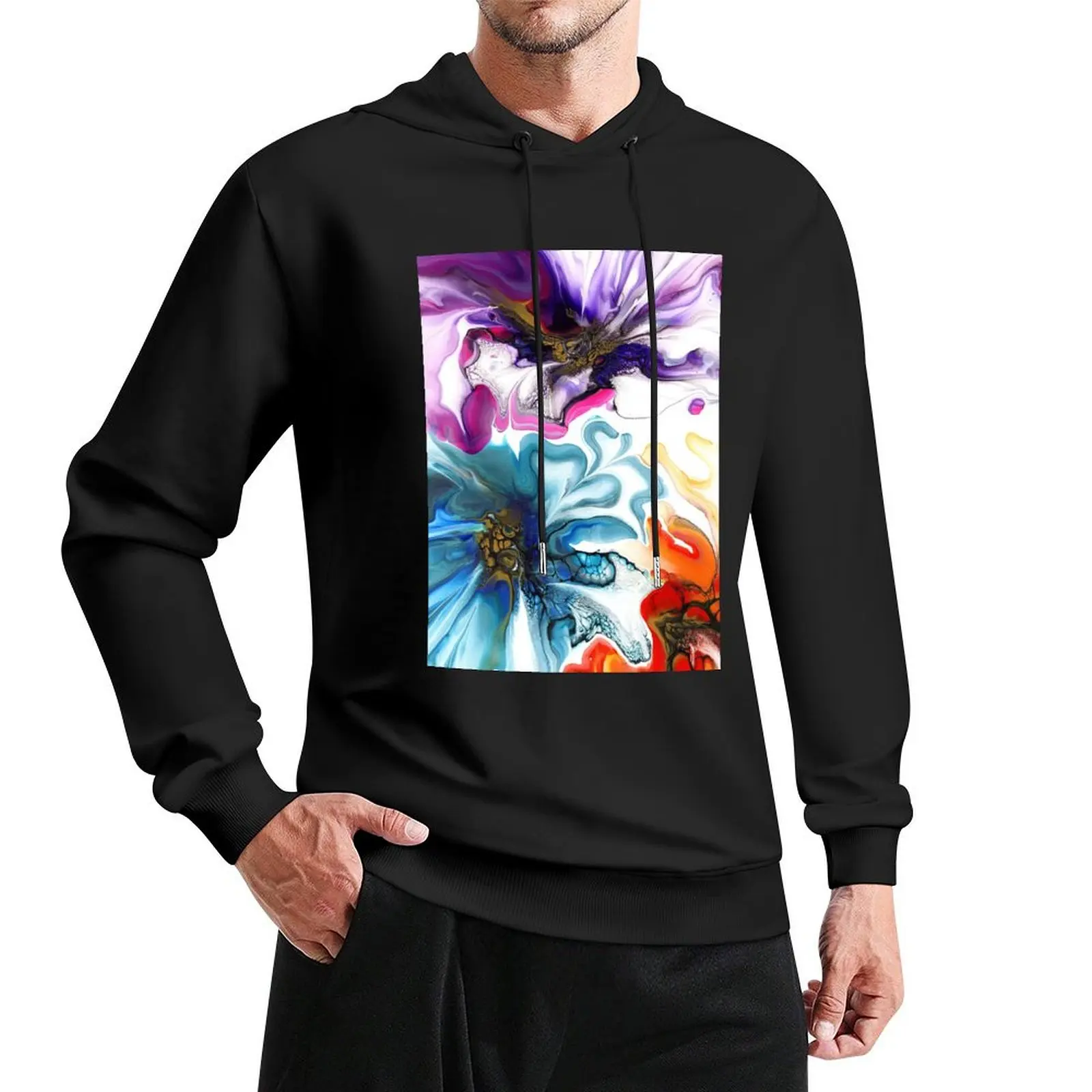 

Colorful Fluid Art Blooms Pullover Hoodie men's clothes men's coat hoodie men