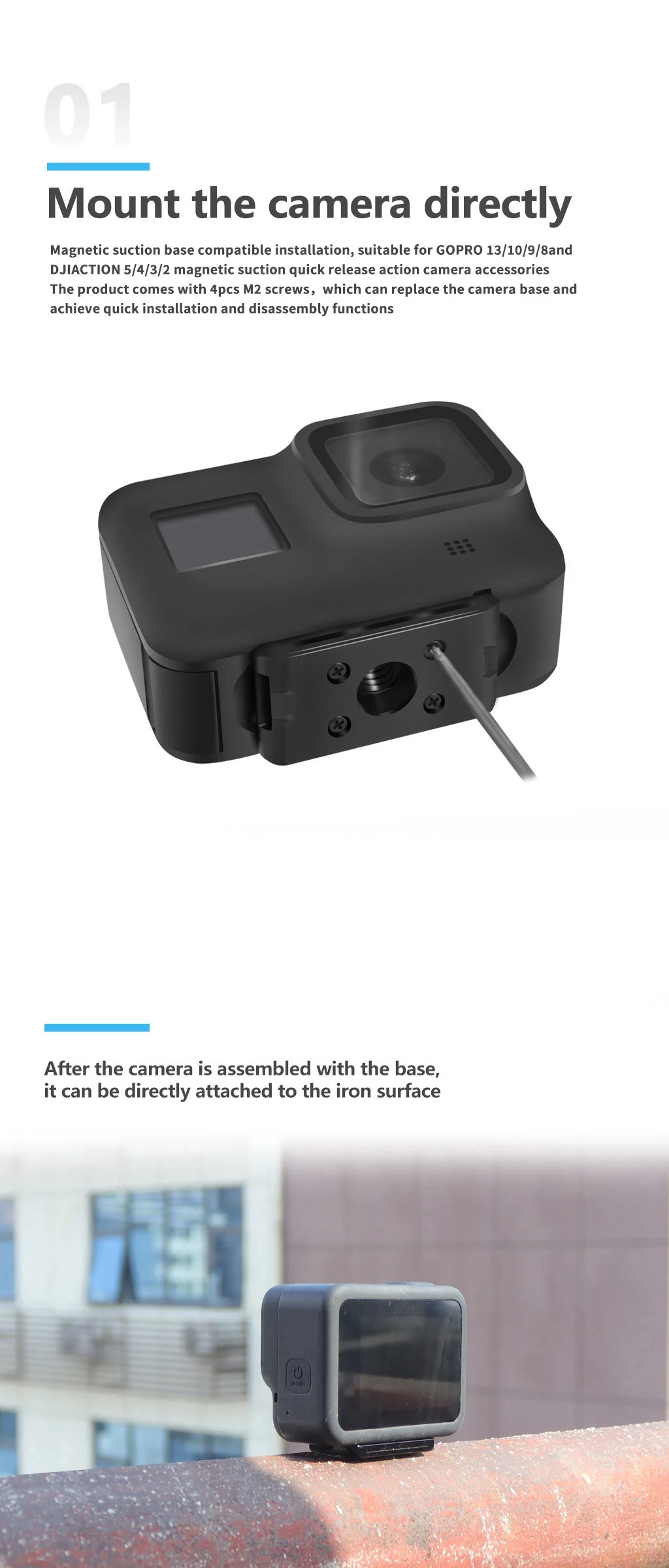Für Osmo 360 Osmo Action 5pro 4 3 2 Kamera Magnetische Basis Schnellwechselplatte Schnellschalter 1/4 Schraube Stativadapter Befestigungshalterung – Detail 22