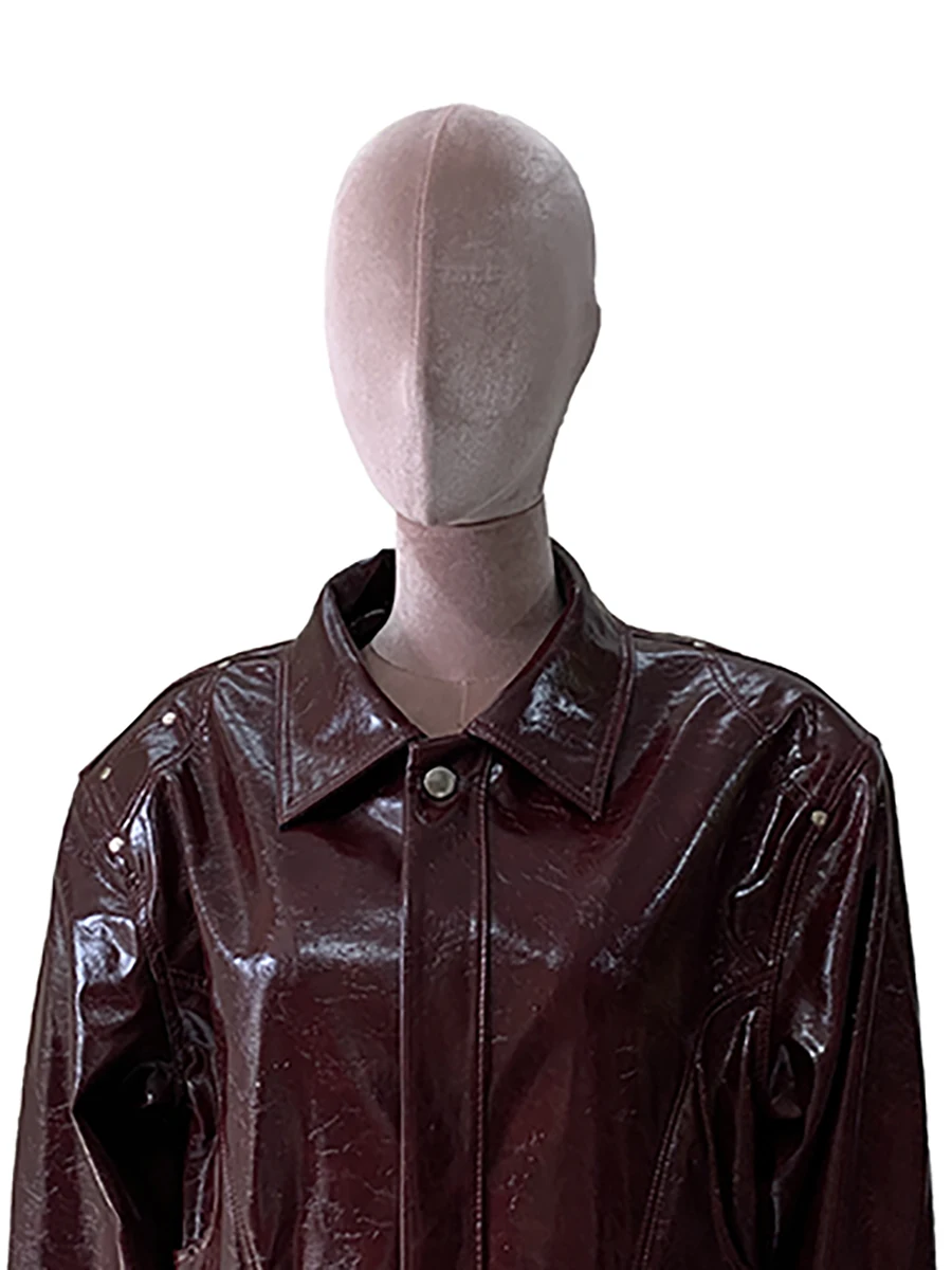 Весенне-осенняя крутая короткая блестящая светоотражающая куртка большого размера из искусственной кожи, женские подплечники, роскошная дизайнерская эмо-европейская одежда