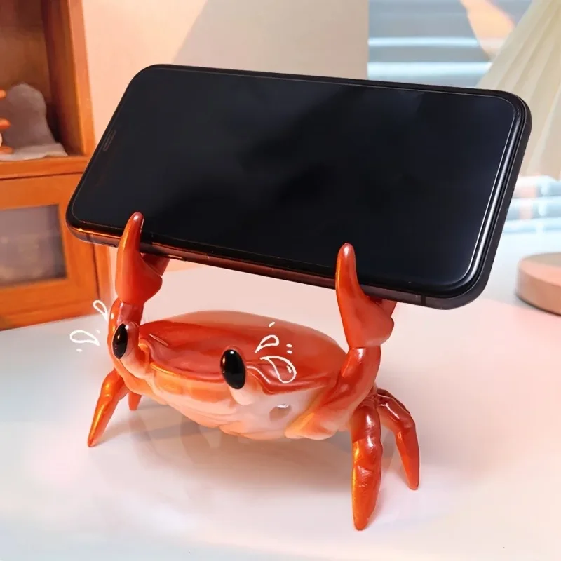 Mobile Phone Holder Cute Crab Shape Phone Desk Bracket Mount Lazy Creative Pen Eyeglasses Stand Chasing Drama Artifacts Ornament