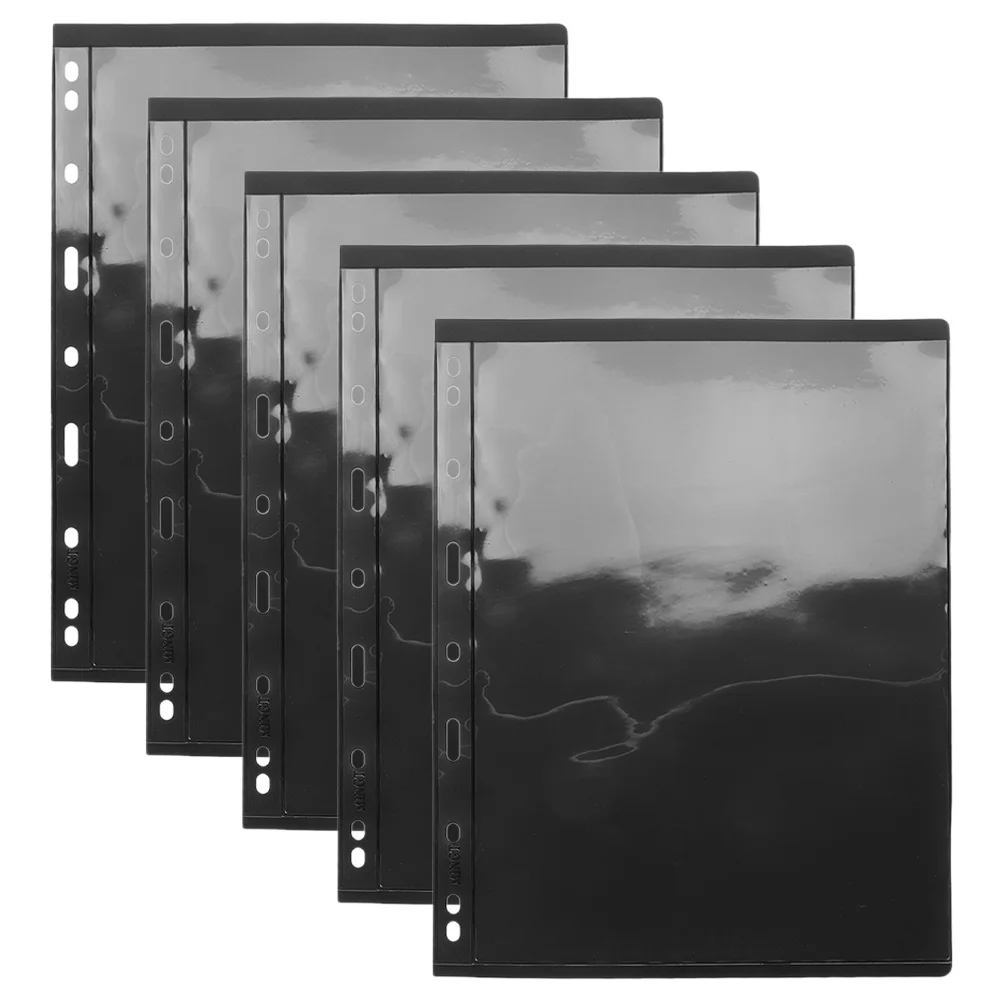 10 قطعة ألبوم الطوابع صفحات أوراق فضفاضة خلفية سوداء 9 فتحات الموثق ورقة لختم الأوراق النقدية جمع إدراج التخزين #2