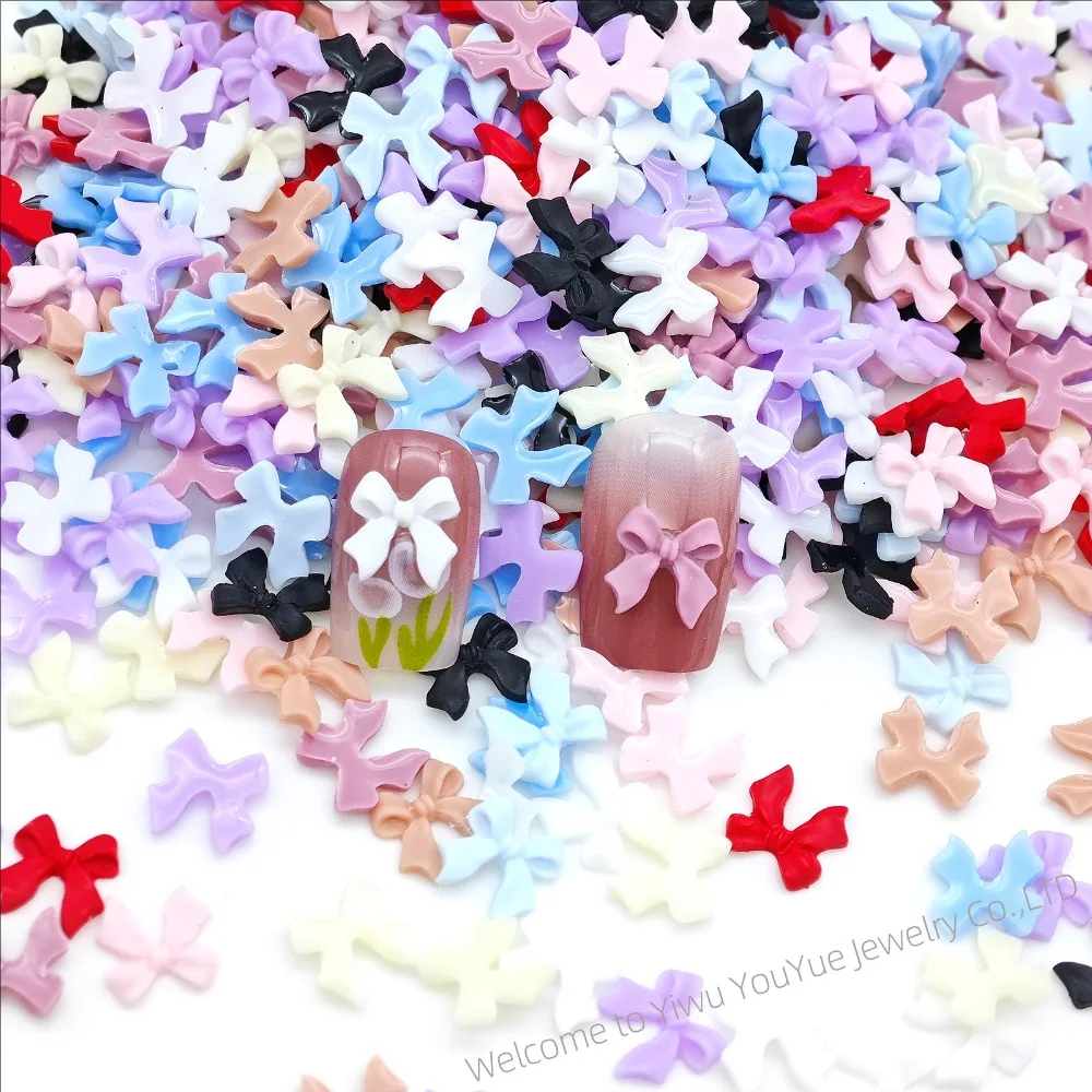 500Pcs Elegant Ribbon Bowtie Nail Charms Light Luxury Ins-Style Nail Art with 3D Resin Decor for a Chic and Trendy Manicure Look
