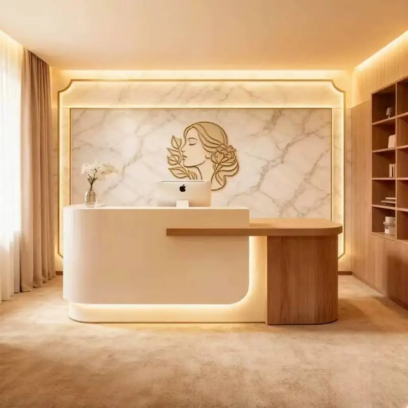 

Decor Accesories Reception Desks Modern Drawers Hotel Corner Reception Counter Desk Business Bancone Per Negozio Furniture