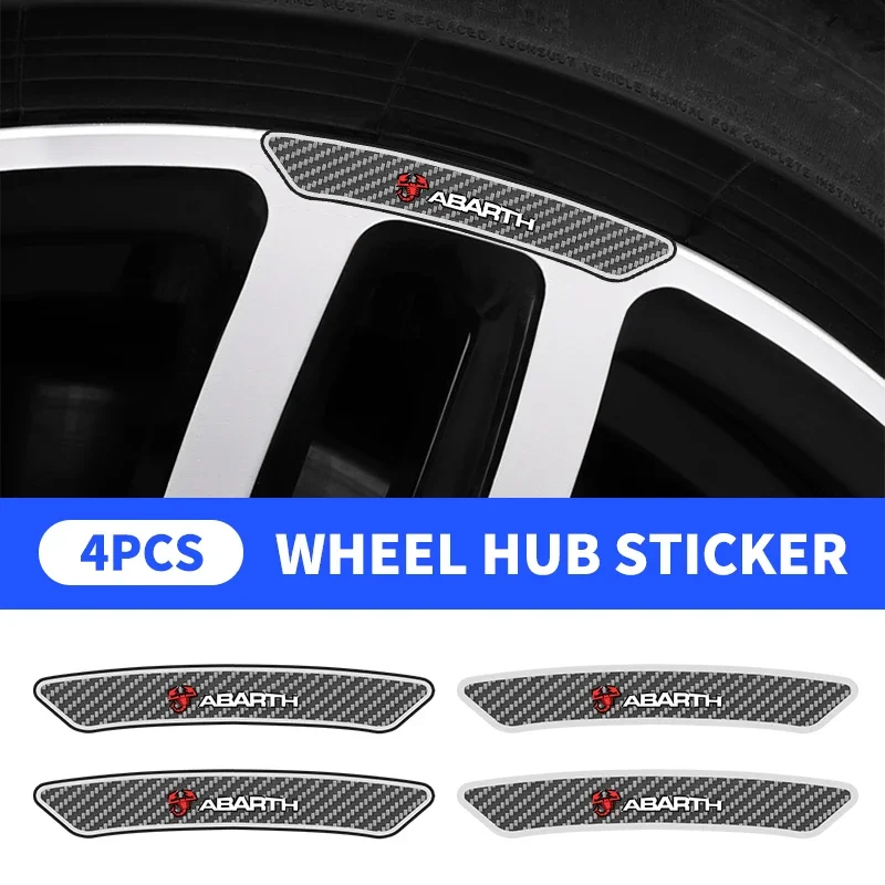 4Pcs Car Wheel Hub Rim Stickers Auto Decor Decals Carbon Fiber Sticker For Abarth Seat MINI Alfa Romeo Honda Jaguar Ford JEEP