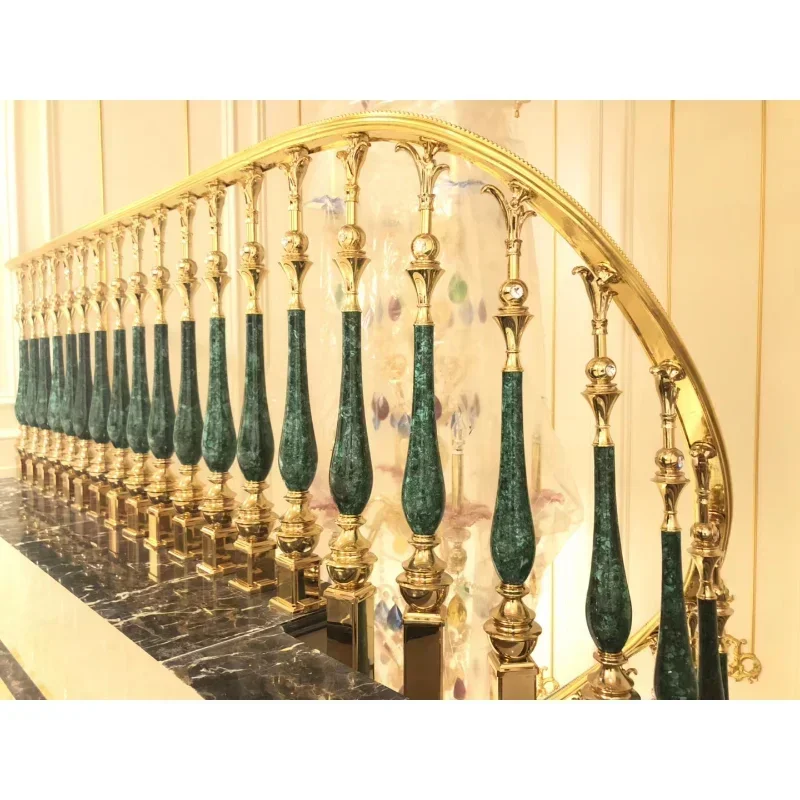 Apply To Luxury Natural Raw Malachite Stone Stair Case Railing For Stairs Green Agate Balustrades Handrails