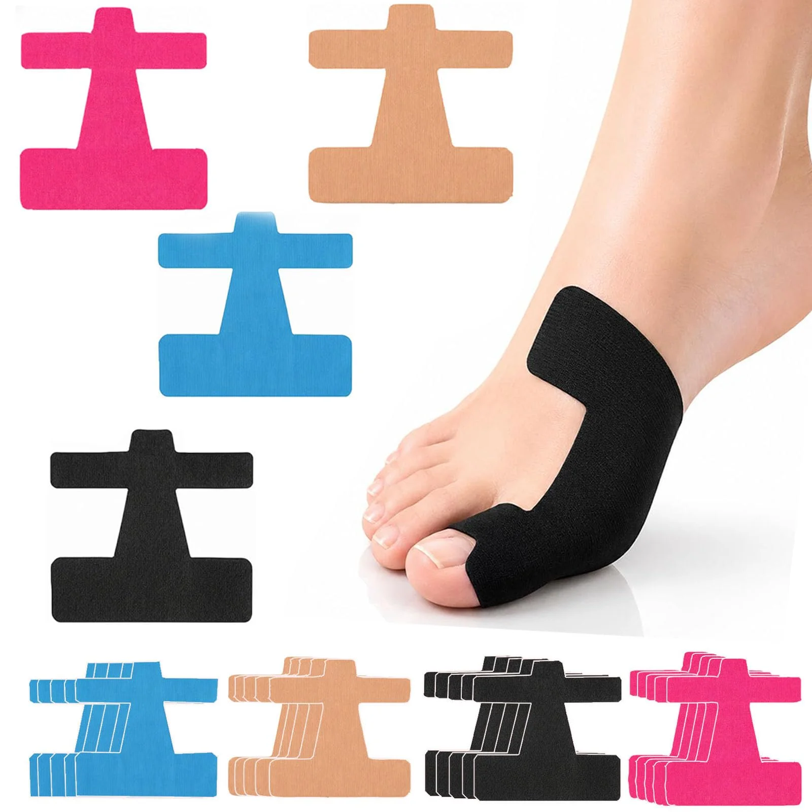 10Pcs Pre-Cut Kinesiology Strips Alignment Support, Breathable Latex-Free, High Adhesive Strength for Shoes & Sports
