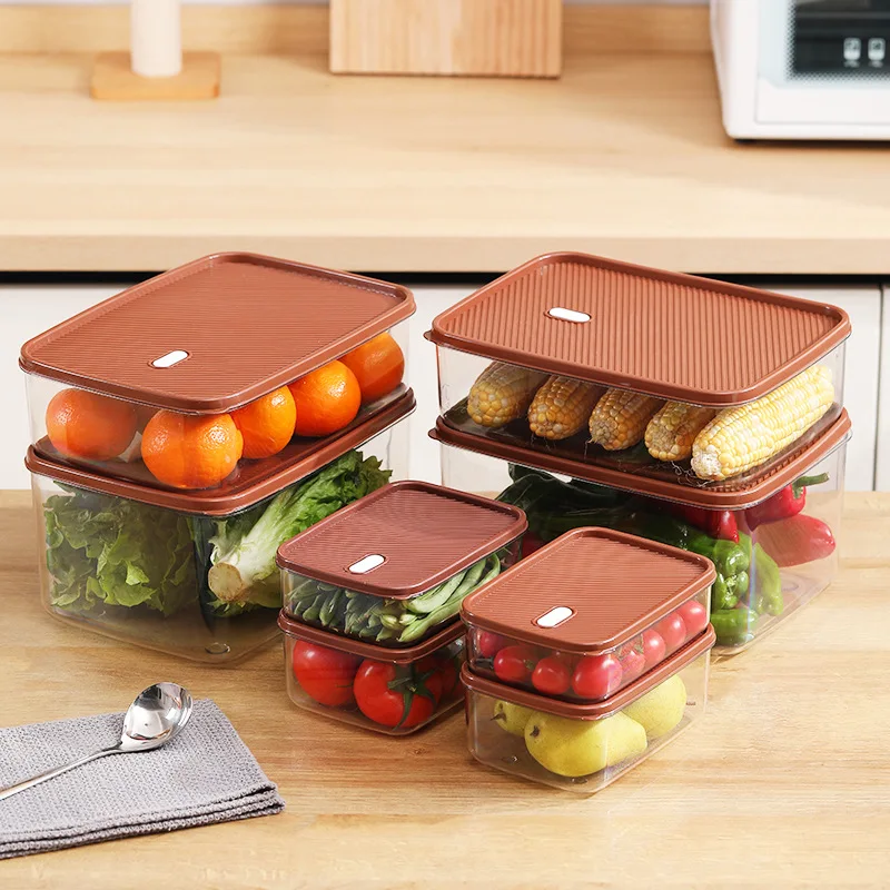

Refrigerator storage box, vegetable and fruit drain fresh-keeping box, multigrain food transparent refrigerator storage box
