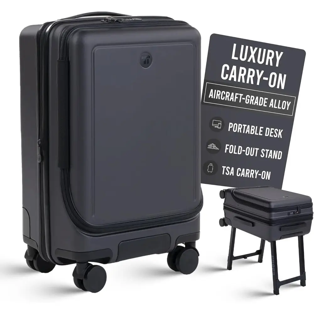 

Luxury Expandable Rolling Carry-On with Built-In Desk Stand - TSA Approved Lightweight Luggage for Travel