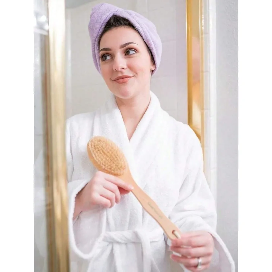 

1 Pc Dry Brushing Body Brush Lymphatic Drainage Natural Bristle Skin Exfoliator Cellulite Scrubber For Body Back Foot Scrub Ing