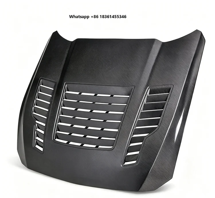 For 2024+Mustang Carbon Fiber Hood with Cutouts Engine Cover Front Cover Body Kit Veidt