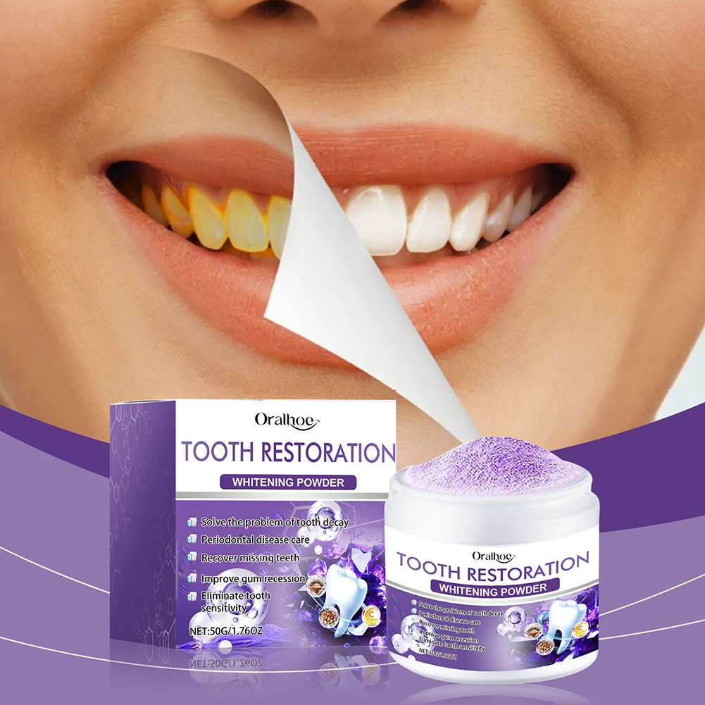 Tooth Whitening Cleansing Powder Teeth Whitening Remove Stain Oral Clean Fresh Breath Improve Smell Purple Bleaching Toothpaste