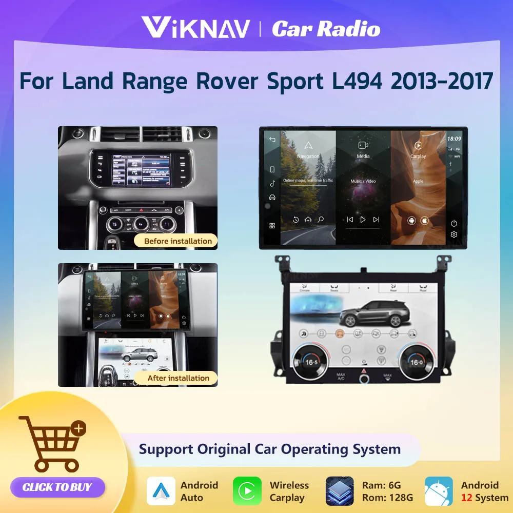 

13,6-дюймовый 128 ГБ Android 12 автомобильный стерео радио для Land Range Rover Sport L494 2013-2017 Carplay с панелью переменного тока климат-контроля