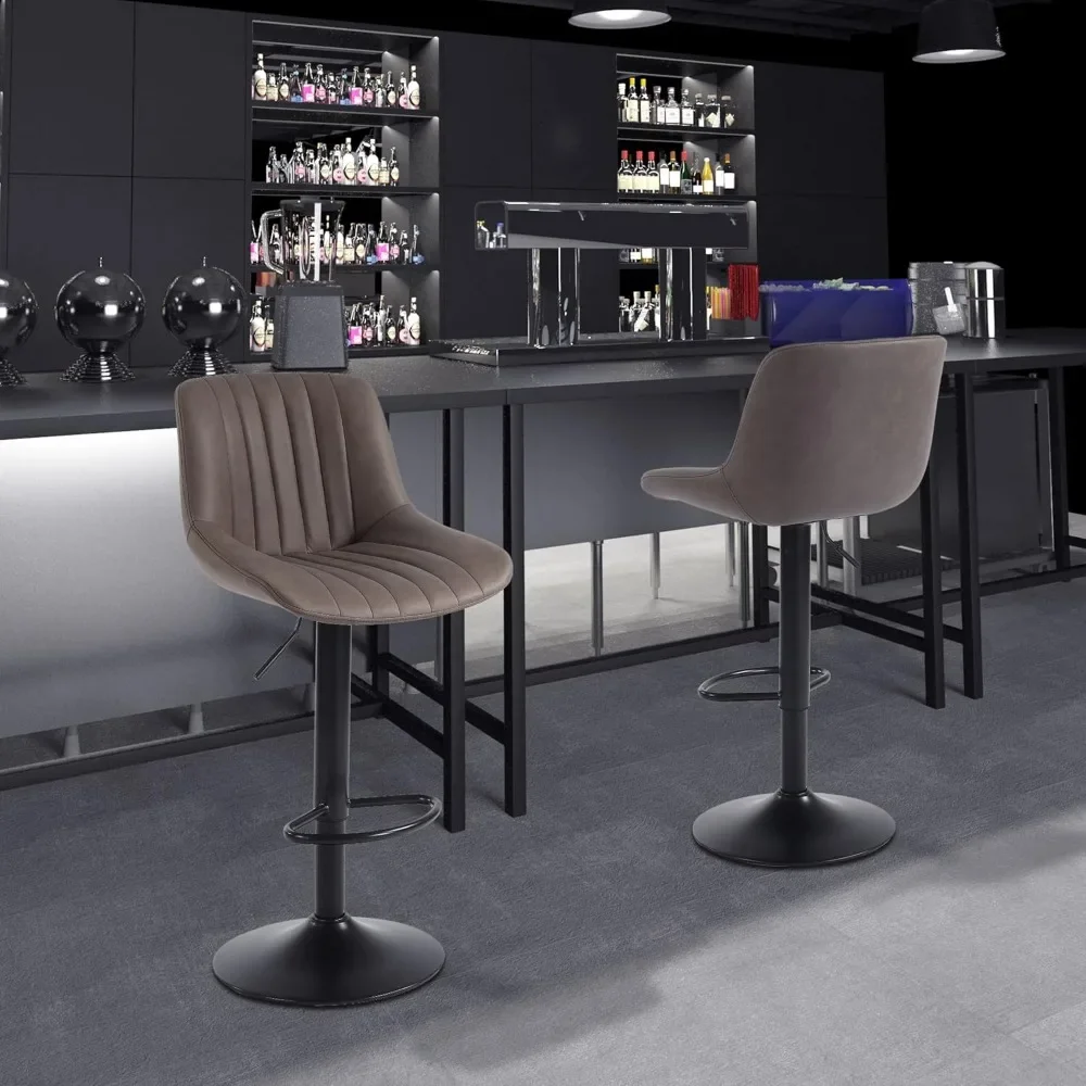 

Bar Stools Set of 2, Swivel Counter Height Barstools with Back, Adjustable Faux PU Leather Bar Chairs, Armless Kitchen Stool