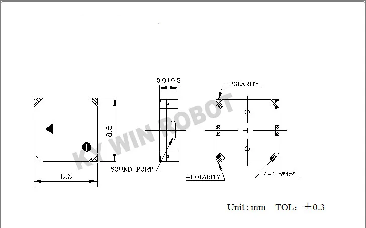 5 teile/los SMD 8530 8,5x8,5x3MM Passive Summer Magnetische 3V 5V Anti-verloren Summer 8,5*8,5*3MM Lautsprecher Für Arduino Electro Kit – Detail 1