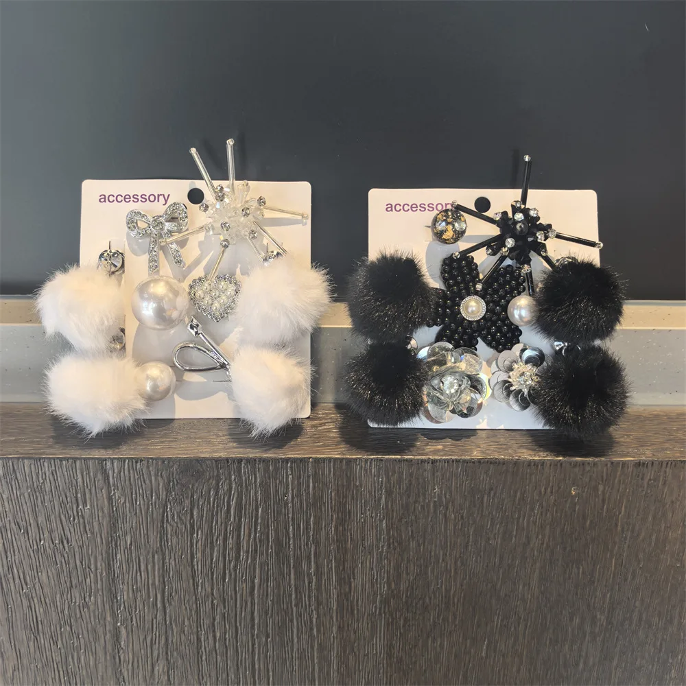 Clog Shoe Charms Plush Pom Pom Beaded Faux Crystal Detachable DIY Accessories for Garden Clogs Premium Lightweight Multicolor