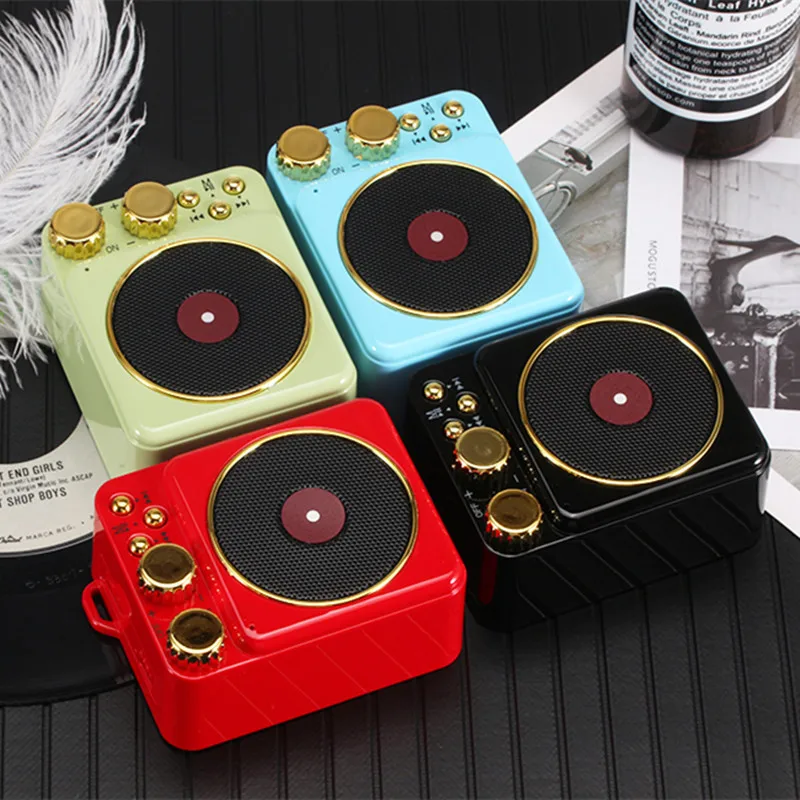 Retro Wireless Audio Mini Portable Creative Caixa De Som Bluetooth Speaker Soundbar Wood Grain Small Speaker FM Gift MP3 Player