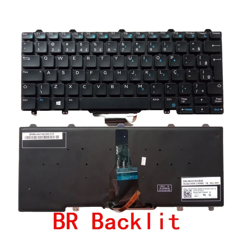 Replacement Backlit Laptop Keyboard US BR Layout For Dell Latitude E5250 E7250 E7270 7350 5290 Notebook PC