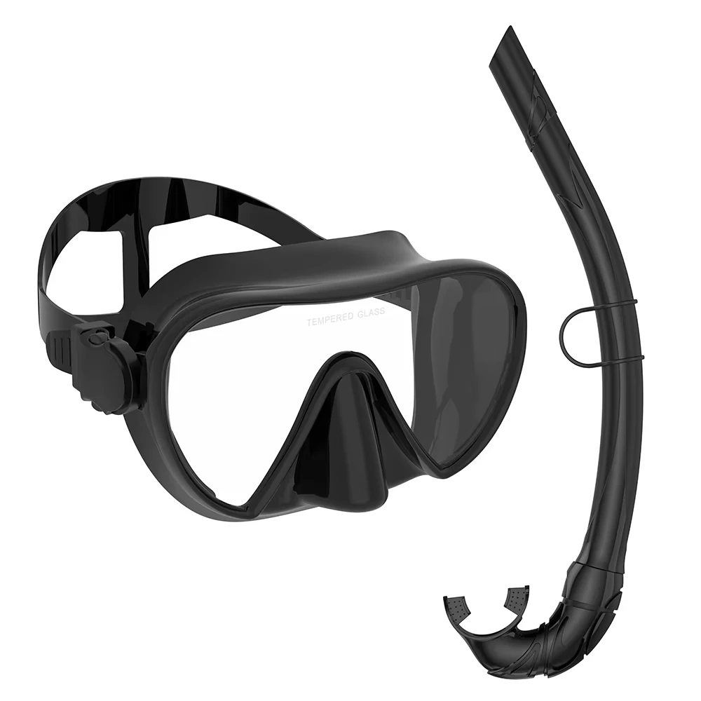 Frameless Diving Mask Wet Snorkel Set Low Internal Volume Pure Soft Silicone Swimming Training Diving Glasses Adjustable