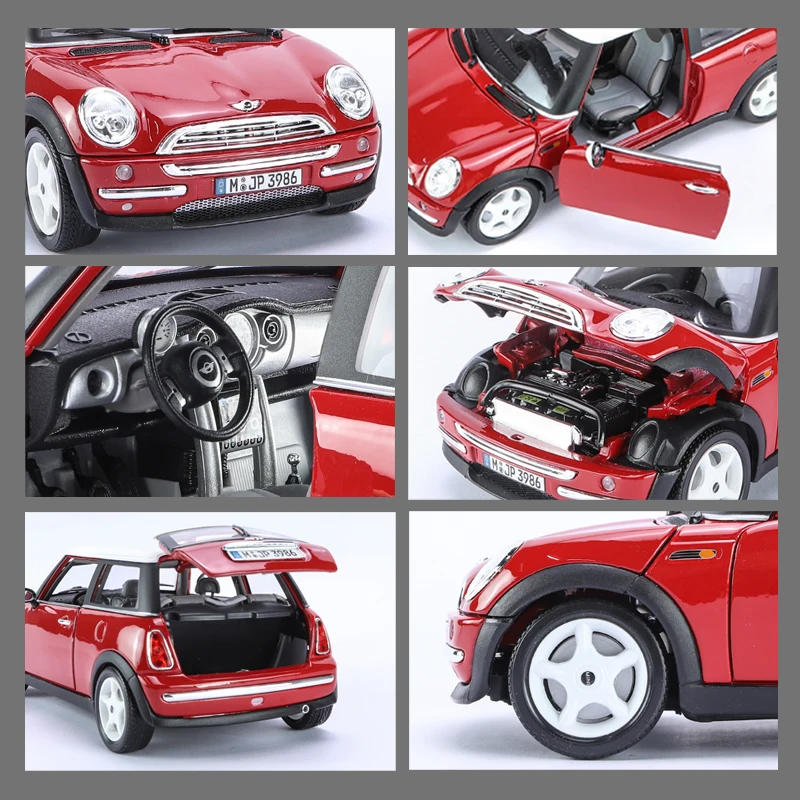 Genuine Boutique Bburago 1:18 BMW Mini Cooper 2 Doors Opened Back To Alai Alloy Toy Car Model Metal Die-cast Toys Boy Gifts