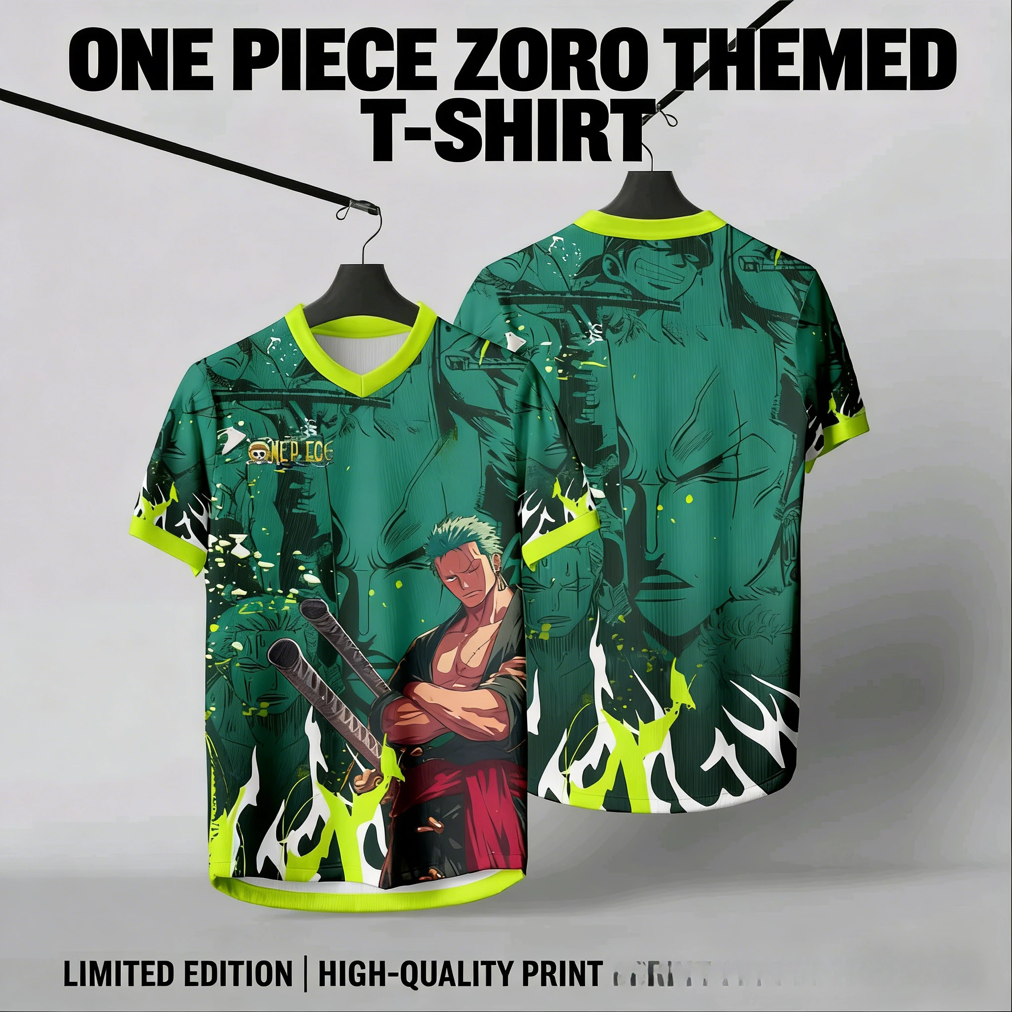 

Футболка-джерси One Piece Roronoa Zoro в стиле аниме Y2K, корейский стиль K-pop, для бейсбола и хоккея, модная уличная одежда, повседневные унисекс топы и футболки