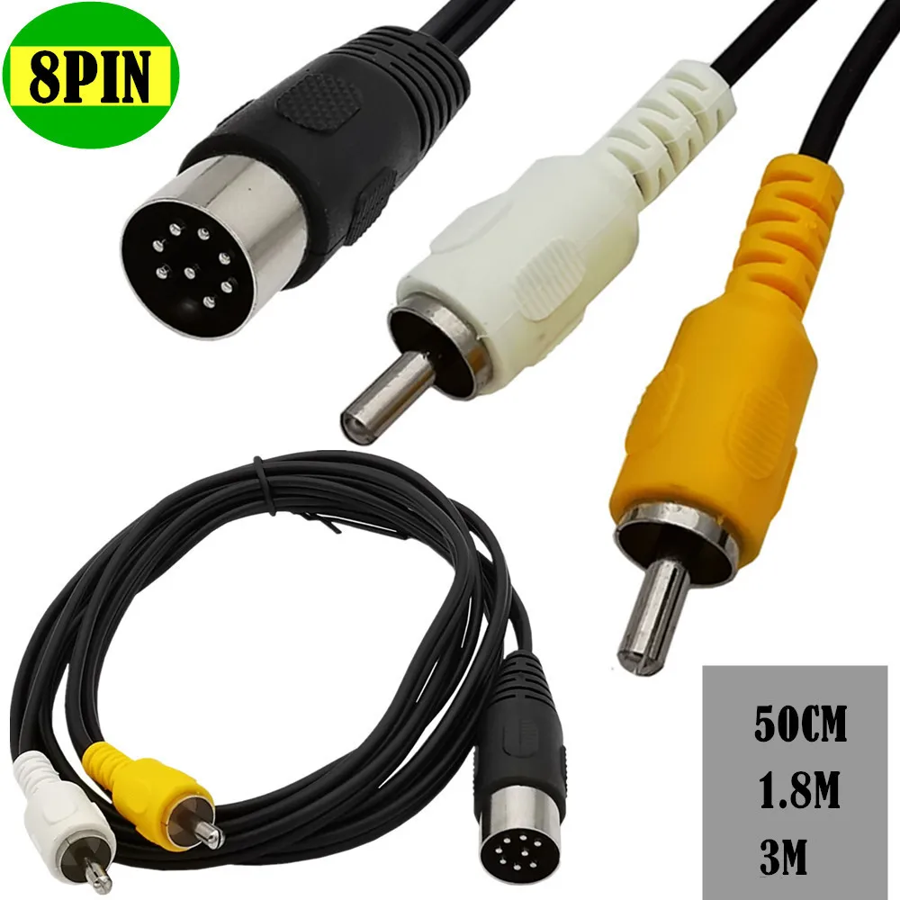 Din 8 Pin to 2RCA Cable 8Pin Din Male Plug to 2-RCA Male Audio Adapter  for  Musical instrument audio equipment Cable