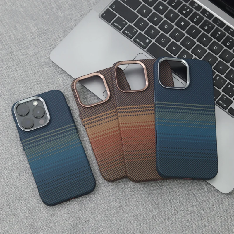 Alloy Lens Pixels Texture MagSafe Phone Case for iPhone 17 16pro max 14 15Pro 13 Magnetic Wireless Charging Matte Hard PC Cover
