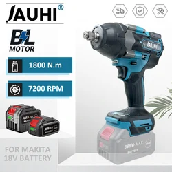 JAUHI 7200rpm Cordless Electric Impact Wrench 1800N.m 1/2inch Brushless electric impact Wrench for 18V Makita Battery Power tool